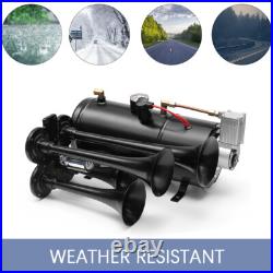 Air Compressor Horn Kit 4 Trumpet With 6 Liter Tank 12V For Train Air 150PSI