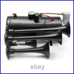 Air Compressor Horn Kit 4 Trumpet With 6 Liter Tank 12V For Train Air 150PSI