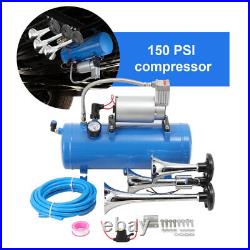 Air Compressor Kit 3 Trumpet With 6 Liter Tank DC 12V For Train Horn Kit 150PSI