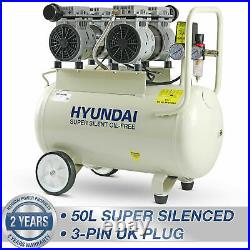 Air Compressor Silent 50L Ltr Litre 2 x 750w 2HP 100PSI 7BAR Oil Free Portable