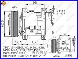 Air Con Compressor for Citroen C2 VTR/GT 1.6 Litre (07/2003-10/2010) Genuine NRF