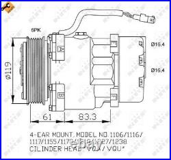 Air Con Compressor for Fiat Scudo JTD 2.0 Litre (05/1999-12/2006) Genuine NRF