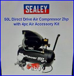 Air compressor 50 litre Direct drive c/w 4pc air accessory kit