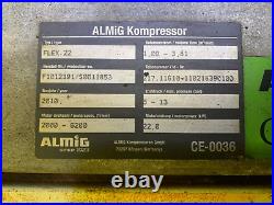 Almig FLEX 22kw compressor, Donaldson filter unit and 500 litre air receiver