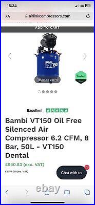 Bambi VT 150 Air Compressor Ultra Quiet Oil Free 50 Litre 1.5 HP Low Noise