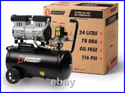 Bimson Power Oil Free Air Compressor, 24 Litre Tank Capacity 230V Black Low