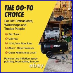 Bimson Power Oil Free Air Compressor, 24 Litre Tank Capacity 230V Black Low