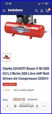 Clarke Boxer 14/200 O/L 14CFM 200Litre 3HP Belt-Driven Air Compressor 230V