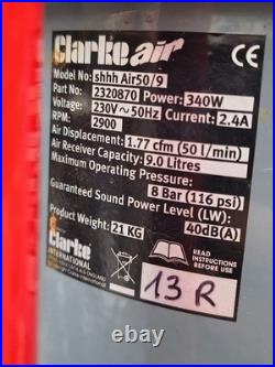 Clarke Shhh Air 50/9 1.77CFM 9 Litre Quiet Compressor (230V)