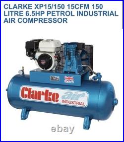 Clarke Xp15/150 15cfm 150 Litre 6.5hp Petrol Industrial Air Compressor