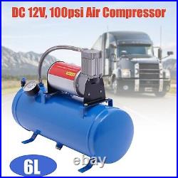 DC 12V Air Compressor 100psi with Universal 6 Liter Tank Train Air Horn Kit New
