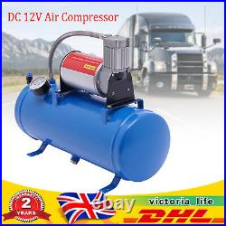 DC 12V Air Compressor 150psi with Universal 6 Liter Tank Train Air Horn Kit