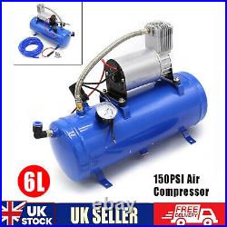 DC 12V Air Compressor 150psi with Universal 6 Liter Tank Train Air Horn Kit New