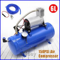 DC 12V Air Compressor 150psi with Universal 6 Liter Tank Train Air Horn Kit New DC 12V Air Compressor 150psi with Universal 6 Liter Tank Train Air Horn Kit New