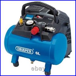 Draper 02115 6 Litre Compact Portable Oil Free Air Line Compressor 1.2kW 1.5hp