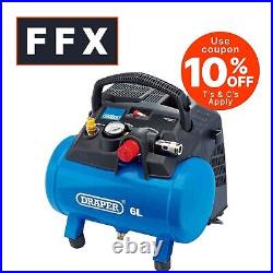 Draper 02115 6 Litre Compact Portable Oil Free Air Line Compressor 1.2kW 1.5hp