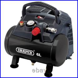 Draper 02115 6 Litre Oil Free Small Compact Portable Air Line Compressor 1.5HP Draper 02115 6 Litre Oil Free Small Compact Portable Air Line Compressor 1.5HP