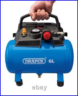 Draper 02115 6 Litre Oil Free Small Compact Portable Air Line Compressor 1.5HP Draper 02115 6 Litre Oil Free Small Compact Portable Air Line Compressor 1.5HP