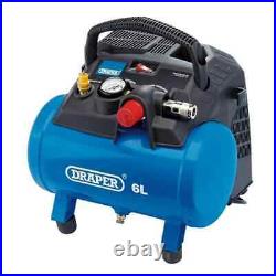 Draper 6 Litre Oil Free Air Line Compressor Compact Portable 1.2kw 1.5hp, 02115