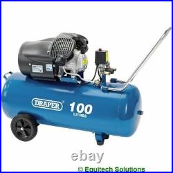 Draper Tools 65396 100 Litre 100L 3HP Direct Drive Air Compressor V Twin 230V