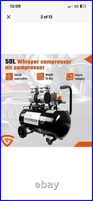 GEARZAAR Air Compressor 50L Silent Low Noise 9.6 CFM Oil Free 50 Litre 115psi