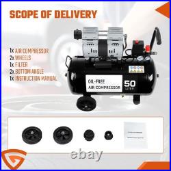 GEARZAAR Air Compressor 50L Silent Low Noise 9.6 CFM Oil Free 50 Litre UK