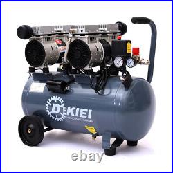 Grey Air Compressor 50L Litre 3.5HP 8BAR Low Noise Silent Oil Free Wheel Heavy