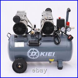 Grey Air Compressor 50L Litre 3.5HP 8BAR Low Noise Silent Oil Free Wheel Heavy