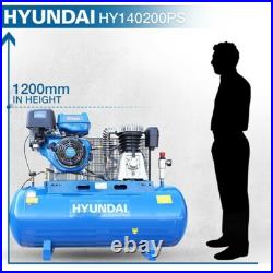 Hyundai 200L Litre Air Compressor, 29CFM 145psi, Belt Drive 14hp HY140200PES