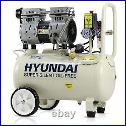 Hyundai 24 Litre Air Compressor, 5.2cfm/100psi, Silenced, Oil Free, HY7524