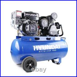 Hyundai 90 Litre Air Compressor, 10.7CFM/145psi, Petrol 7hp HY70100P