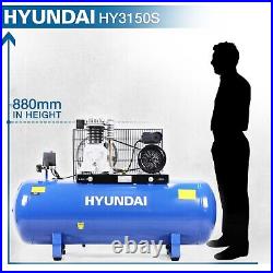 Hyundai Air Compressor, 150 liter 14CFM 145psi Twin Cylinder, Belt Drive HY3150S Hyundai Air Compressor, 150 liter 14CFM 145psi Twin Cylinder, Belt Drive HY3150S