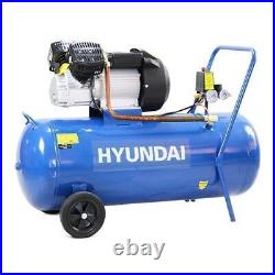 Hyundai Air Compressor Hyundai 100 Litre 14CFM/116psi, Silenced, V Twin, Dir