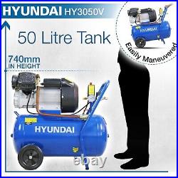 Hyundai Grade C HY3050V, 50 Litre V-Twin Direct Drive Air Compressor 14CFM