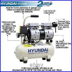 Hyundai HY5508 4CFM, 550w, 0.75HP, 8 Litre Oil Free Direct Drive Air Compressor