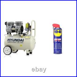 Hyundai HY7524 24 Litre Air Compressor, 5.2cfm/100psi, Silenced & WD-40 Blue