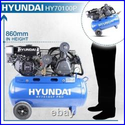 Hyundai Petrol Air Compressor 90 Litre, 10.7CFM/145psi, 7hp HY70100P