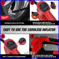 Milwaukee 18V Cordless Tire Inflator Air Pump 150PSI with Digital Gauge Milwaukee 18V Cordless Tire Inflator Air Pump 150PSI with Digital Gauge