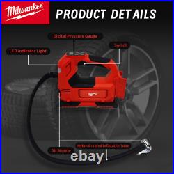 Milwaukee 18V Cordless Tire Inflator Air Pump 150PSI with Digital Gauge Milwaukee 18V Cordless Tire Inflator Air Pump 150PSI with Digital Gauge