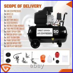 New Portable Air Compressor 50L Litre ltr 9.6CFM 2.5HP & 5 Piece Tool Kit
