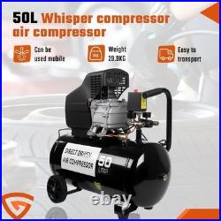 New Portable Air Compressor 50L Litre ltr 9.6CFM 2.5HP & 5 Piece Tool Kit UK