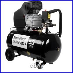 New Portable Air Compressor 50L Litre ltr 9.6CFM 2.5HP & 5 Piece Tool Kit UK