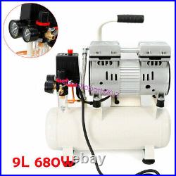 Oil-Free Air Compressor Silent Low Noise Silent Compressor 9 Litres 680W 1400RPM