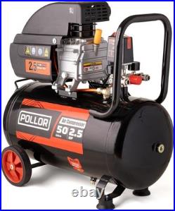 POLLOR 50L Air Compressor 9.6 CFM 2.5HP 8 Bar 115psi Direct Drive 50 Litre Tank