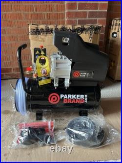 Parker Brand 24 Litre Air Compressor With Hose 9.6 CFM, 2.5 HP, 24L (NEW OTHER) Parker Brand 24 Litre Air Compressor With Hose 9.6 CFM, 2.5 HP, 24L (NEW OTHER)
