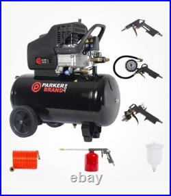 ParkerBrand 50Litre Dual Outlet Compressor With Tool Kit. 9.6 CFM, 2.5HP