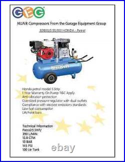 Petrol Air Compressor, 5.5HP, 150 Litre Tank, NUAIR Air Compressors from FPS