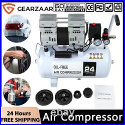 Portable 24 Litre Silent Oil Free Air Compressor Electric Low Noise 230V 8 Bar