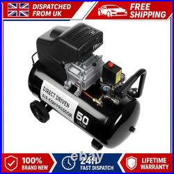 Portable 50L Litre Air Compressor 9.6CFM 2.5HP 115 PSI 8 BAR & 5 Piece Tool Gear