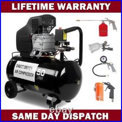 Portable 50L Litre Air Compressor 9.6CFM 2.5HP 115 PSI 8 BAR & 5 Piece Tool Kit